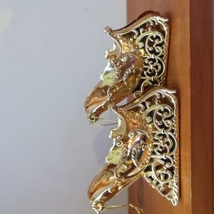 Two Gold Santa Sleigh Christmas Ornaments